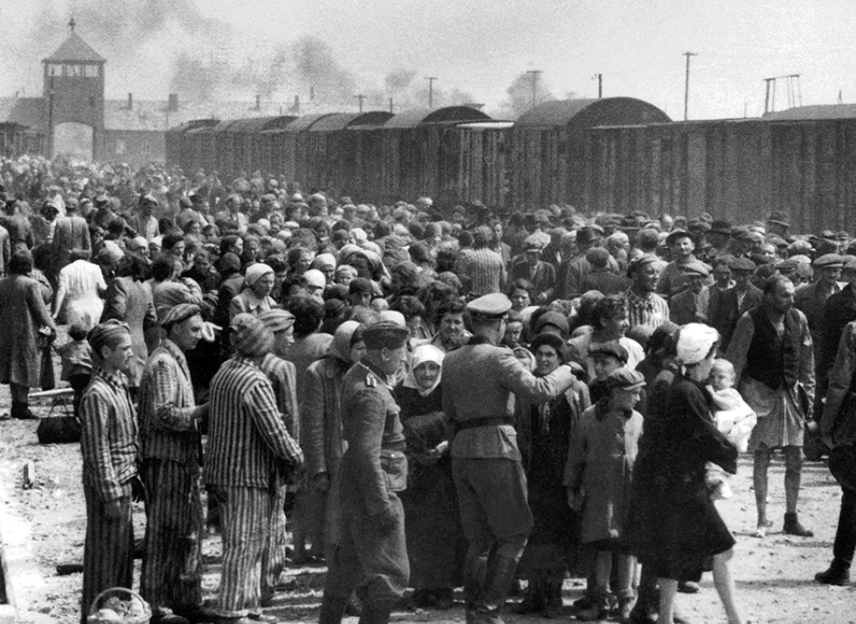 "Selection" of Hungarian Jews on the ramp at Auschwitz-II-Birkenau